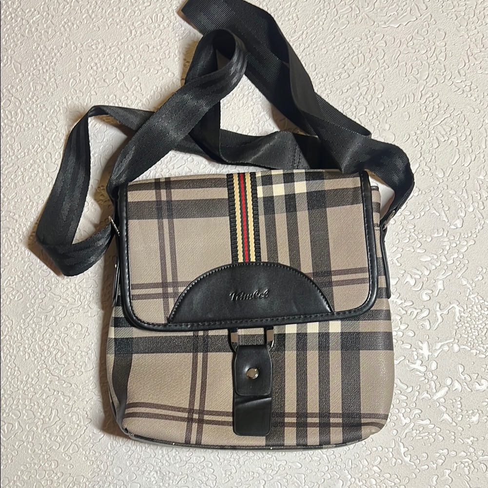 Black And Brown Messenger Bag With Classic Design